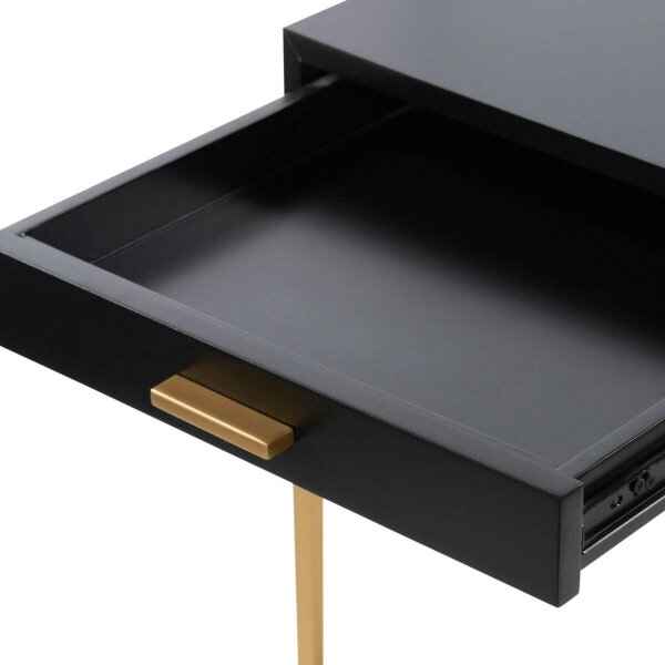 Wyld Haus Murano Black Gloss and Gold One Drawer Bedside Table