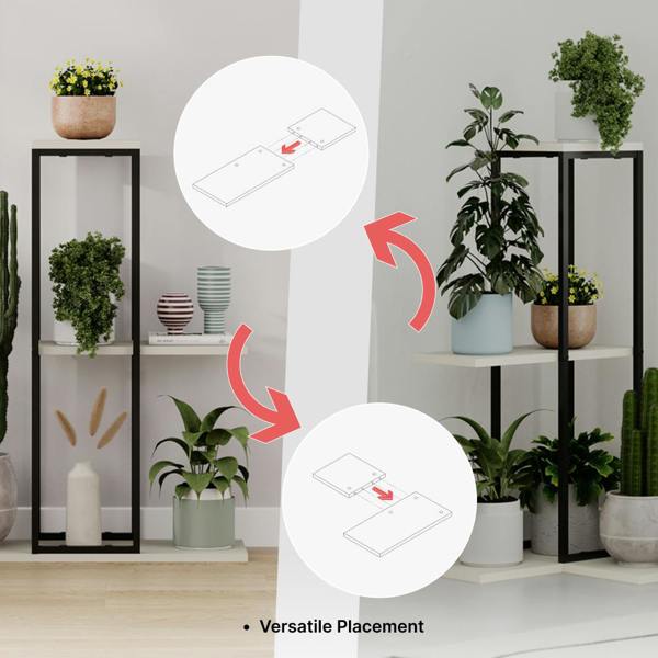 Decortie Vetra Modern 3-Tier Plant Stand 46cm Indoor Planter Holder with Metal Frame Corner Design