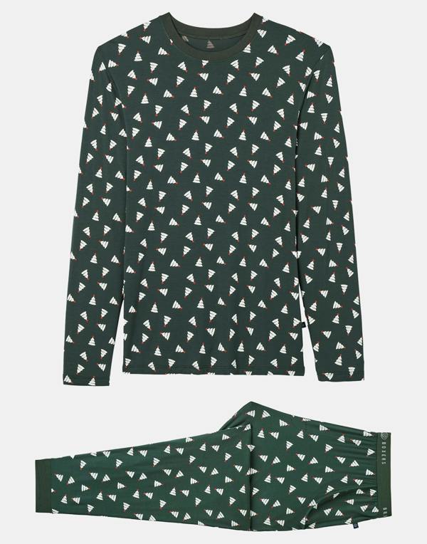 British Boxers Men's Bamboo Pyjama Set - Evergreen Star