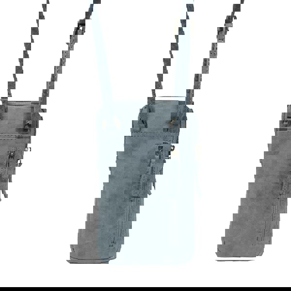 Real Hide Bags 'BROOKE' Denim Distressed Real Leather Mobile Phone Crossbody Bag