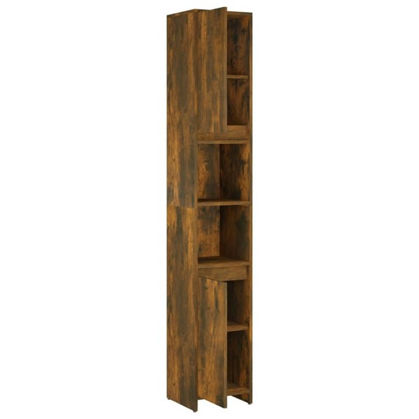 Berkfield Bathroom Cabinet Smoked Oak 30x30x183.5 cm Engineered Wood