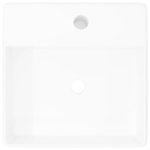 Berkfield Ceramic Basin Square with Overflow and Faucet Hole 41 x 41 cm