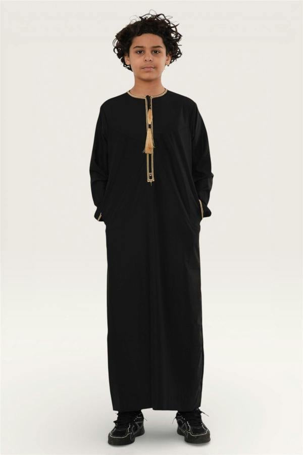 Infinity Leather Kids Boys Ramadan Moroccan Thobe Robe Emirati Eid Jubba- TT-003