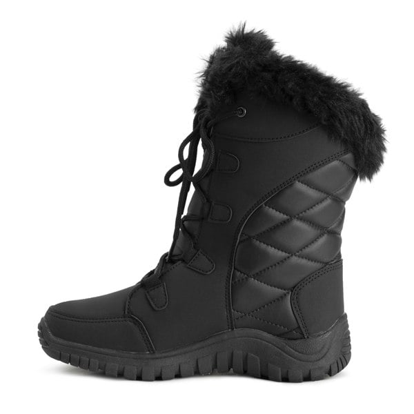 VIVA Women's Quilted Lace Up Waterproof Black Outdoor Cuff Snow Rain Boot