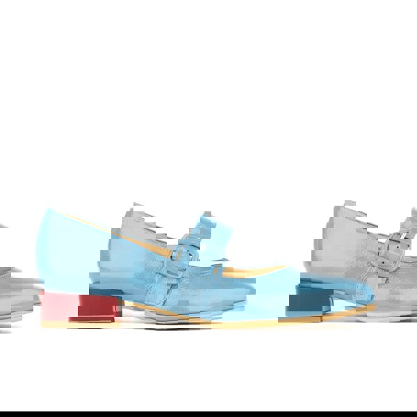 Embassy London Bliss - Light Blue - Women's block heel square toe patent leather comfort loafer