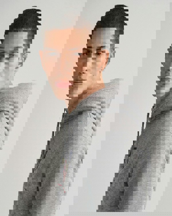 GANT Mens Regular FIt Archive Shield Pullover Hoodie - 93 Grey Melange