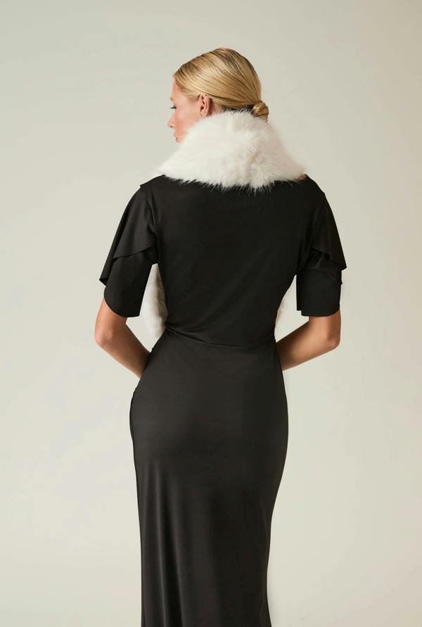 James Lakeland Buckled Cream Faux Fur Collar