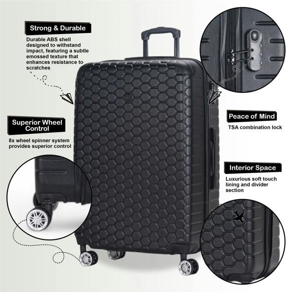 Eagle Luggage Strong ABS Hardshell Cabin Suitcase 55 x 40 x 20 cm Luggage Suitable for Easyjet, Ryanair