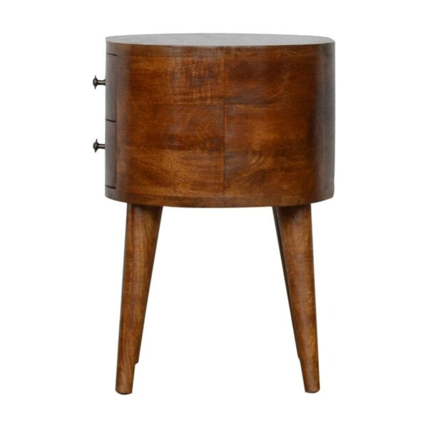 Wyld Haus Brescia Chestnut Mango Wood Oval Bedside Table 2 Drawers