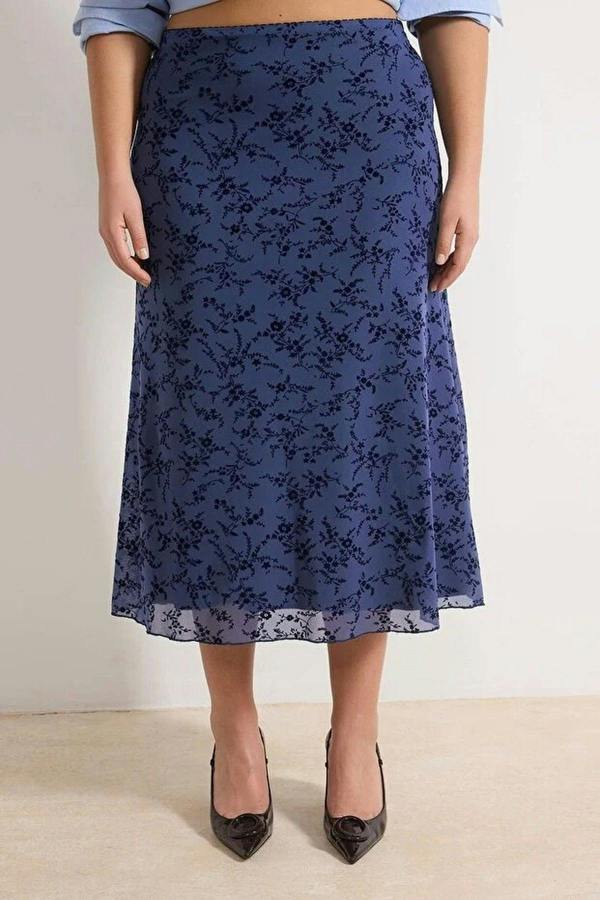 WOVCOR Flocked Knitted Plus Size Skirt