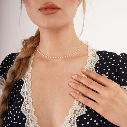 Spero London Fine Linked Pearl Sterling Silver Chain Necklace