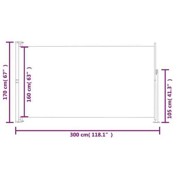 Berkfield Patio Retractable Side Awning 170x300 cm Black