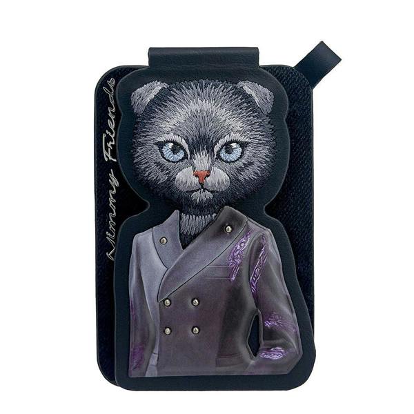 Nimmy Friends Nimmy Fashion & Cute Black Cat Series Embroidery Magnetic Stand with MagSafe Black - N-CXMC-ZJKT-03