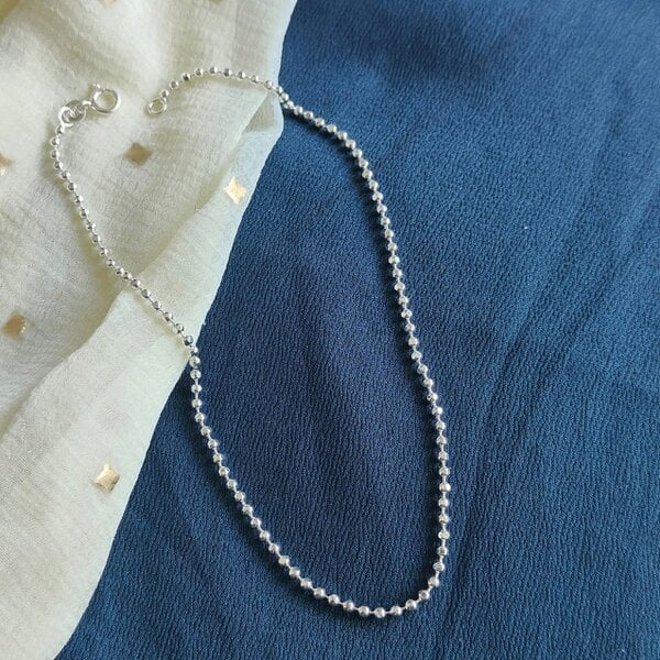 The Colourful Aura 925 Silver Silver Ball Slim Thin Payal Anklet