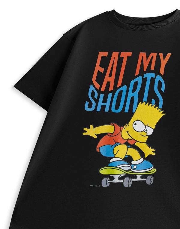 Vanilla Underground The Simpsons Boys Black Eat My Shorts Short Sleeved T-Shirt