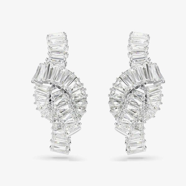 Swarovski Matrix Rhodium Plated White Zirconia Knot Stud Earrings 5727040