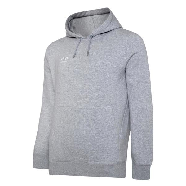 Umbro Childrens/Kids Club Leisure Drawstring Hoodie - Grey Marl/White - 