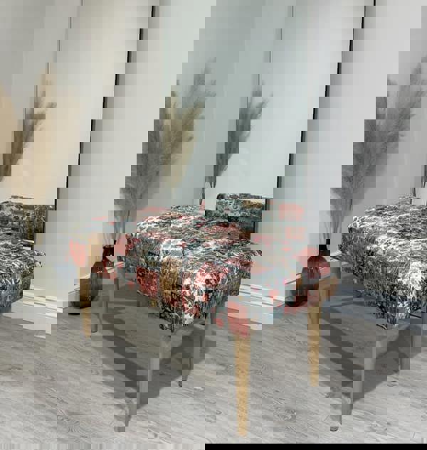 ISTOOLS Premium Printed Pattern Fabric Footstool Ottoman – Multi-Functional Pouffe Footrest & Table