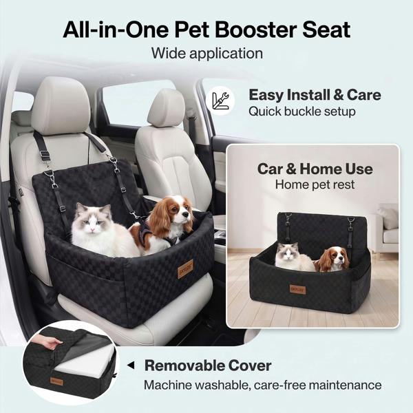 Skylos Large Dog Car Seat Booster Dual-Sided Plush Cool Bed Washable