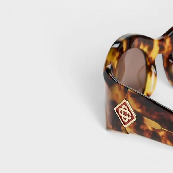 Casablanca Round Goggle Acetate Sunglasses Tortoise Black