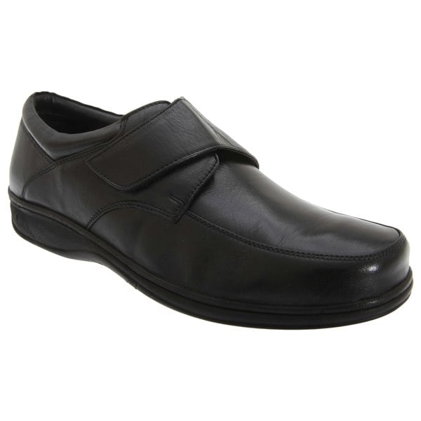 Roamers Mens Fuller Fitting Superlight Touch Fastening Leather Shoes - Black