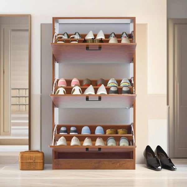 Rafaelo Mobilia 3 Drawer Shoe Storage Cabinet Oak