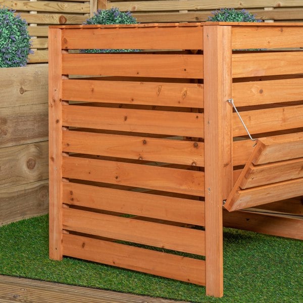Samuel Alexander 74 x 71cm Large Wooden Garden Waste Compost Bin with Removable Lid & Bottom Door