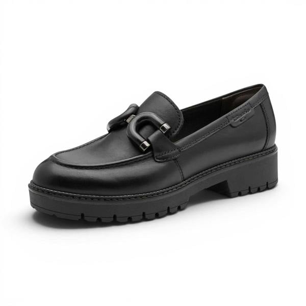 Tamaris Women's Black Leather Loafer Comfort Shoes - 24740-47
