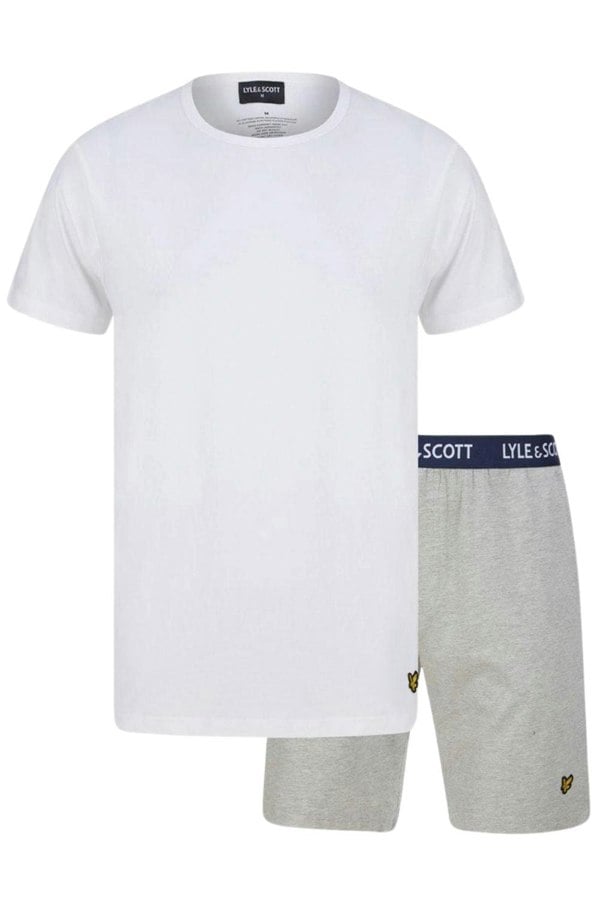 Lyle & ScottPyjama SetCharlie T-Shirt & Shorts Lounge Set, White / Grey MarlBoxers - and - Briefs.net