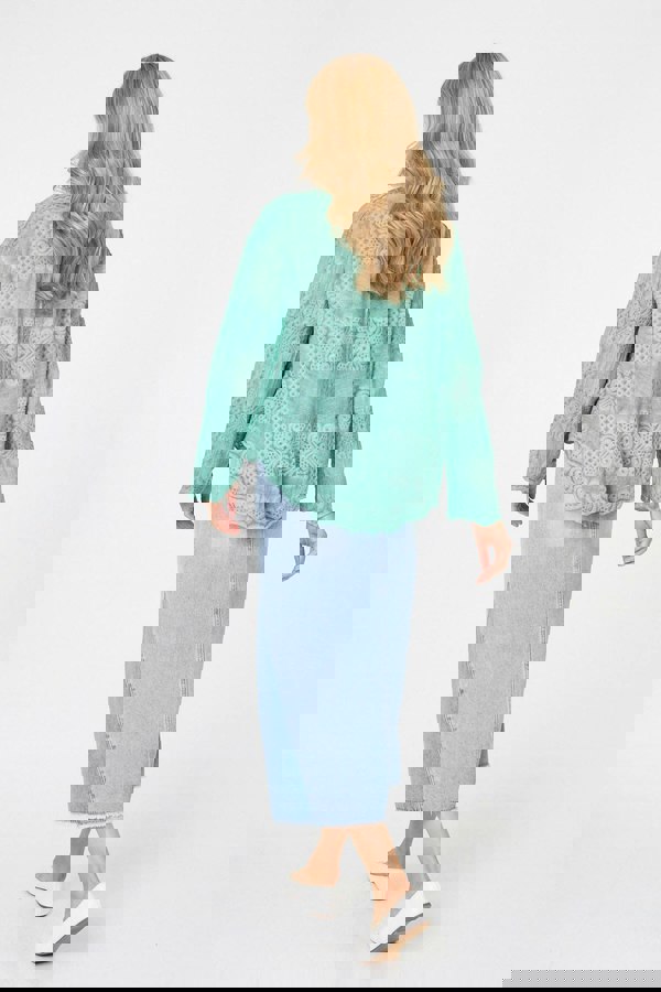 Sage | Embroidered Textured Long Sleeve Shirt
