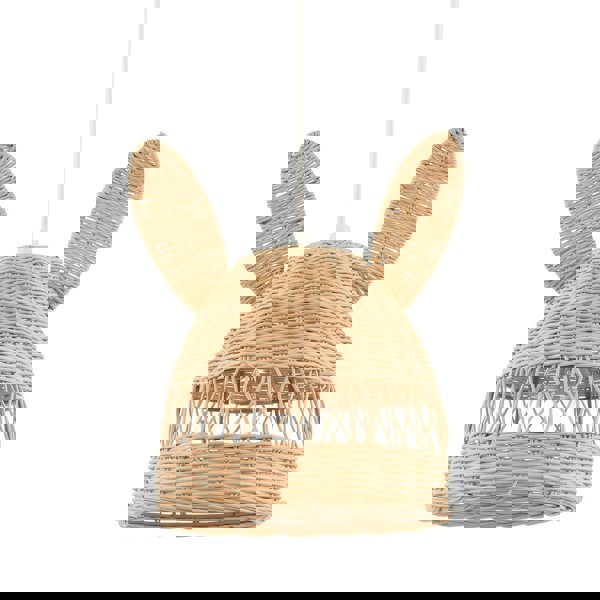 Natural Woven Rattan Childrens Pendant Lighting Shade with Bunny Ears Image 1