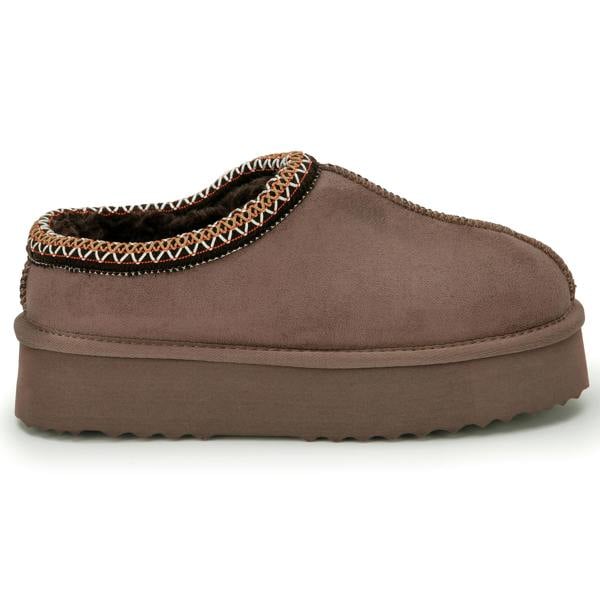 VIVA Mia: Women's Platform Sheepskin Lined Slip Ons Anti Slip Rubber Soles