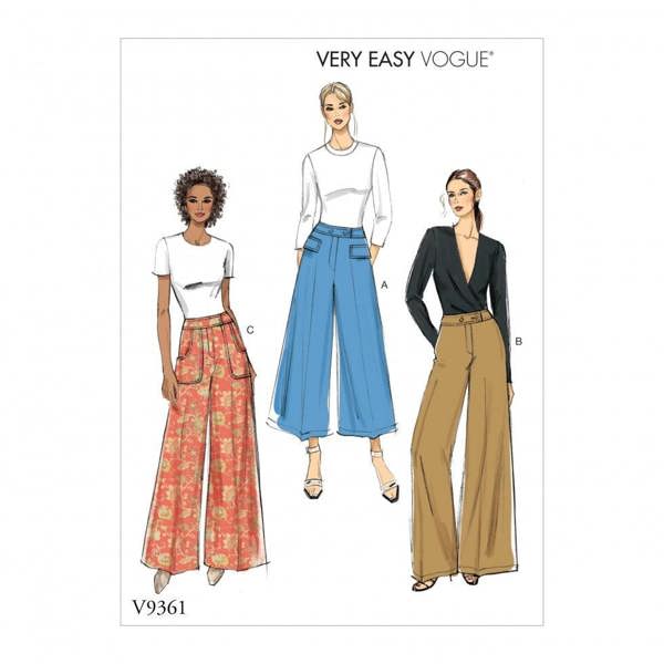 Vogue Sewing Pattern 9361, Trousers for Women, A5 (6-8-10-12-14) - Easy