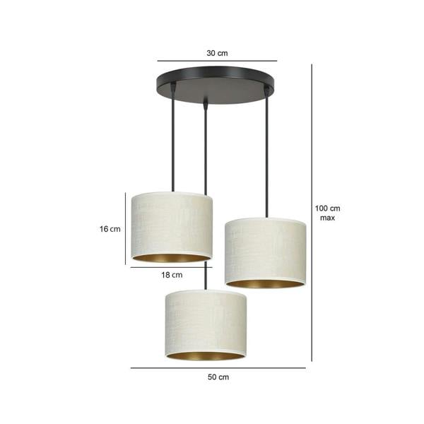 Emibig HILDE Pendant lamp 3 x E27 Black with White Shade
