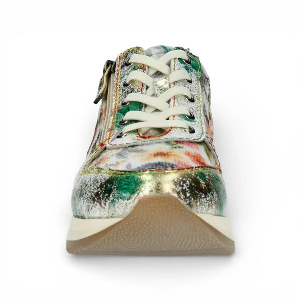 Laura Vita Gycmo 58 - Women's Green Floral Leather Sneakers
