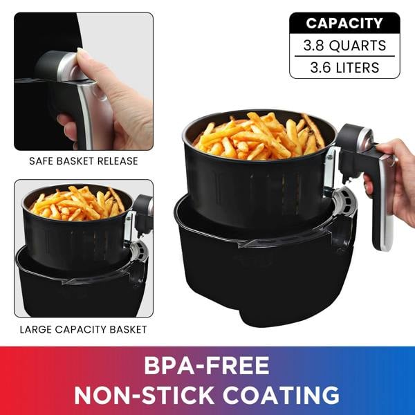 Total Chef 3.6L Air Fryer Digital Touchscreen with 7 Cooking Presets & Programmable Timer