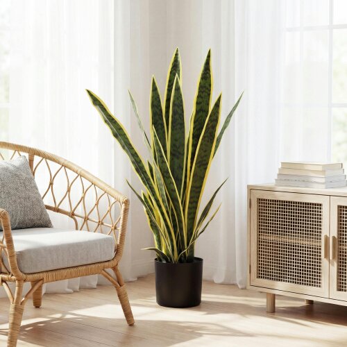 Outsunny Artificial Snake Plant 77 cm 21 Leaves Faux Plant Green Indoor