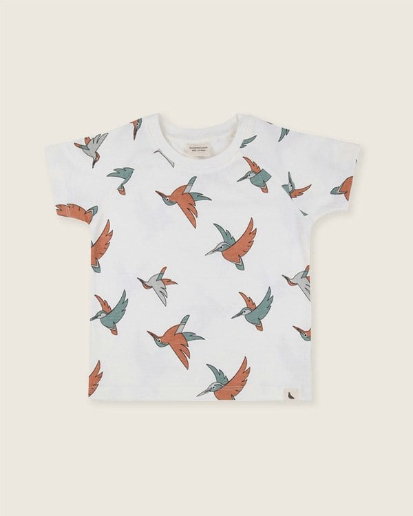 organic cotton White Birdsong Print T-Shirt - image 2