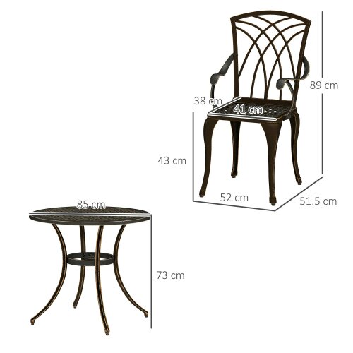 Wyld Haus Sake 4 Seater Garden Dining Set Bronze Cast Aluminium Round Table with Parasol Hole