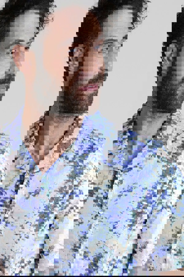 ENORSIA Revere Collar Short Sleeves Printed Shirt