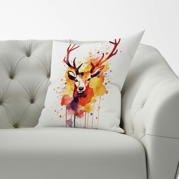 Warren Reed Watercolour Stag Face Cushions