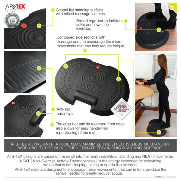 Floortex AFS-TEX® 4000X Black Active Anti-Fatigue Mat 50 x 76cm