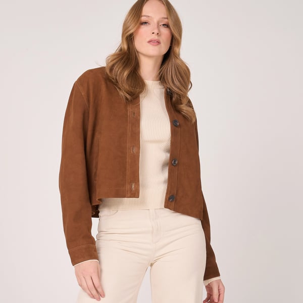 Barneys Originals Women's Button-Down Suede Jacket