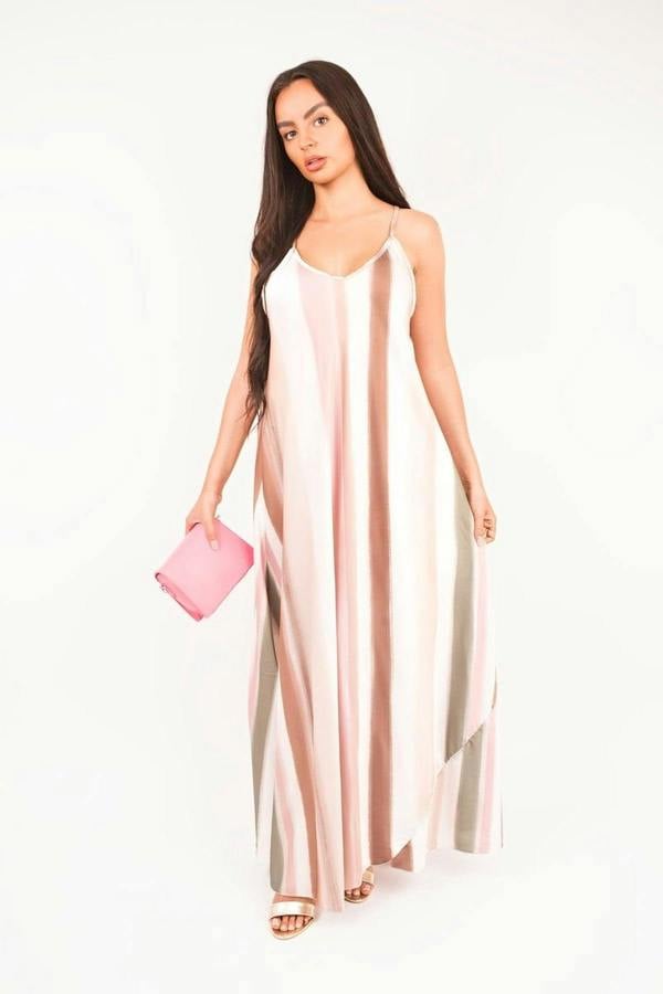 Naela Strappy Printed Maxi Dress - Pink