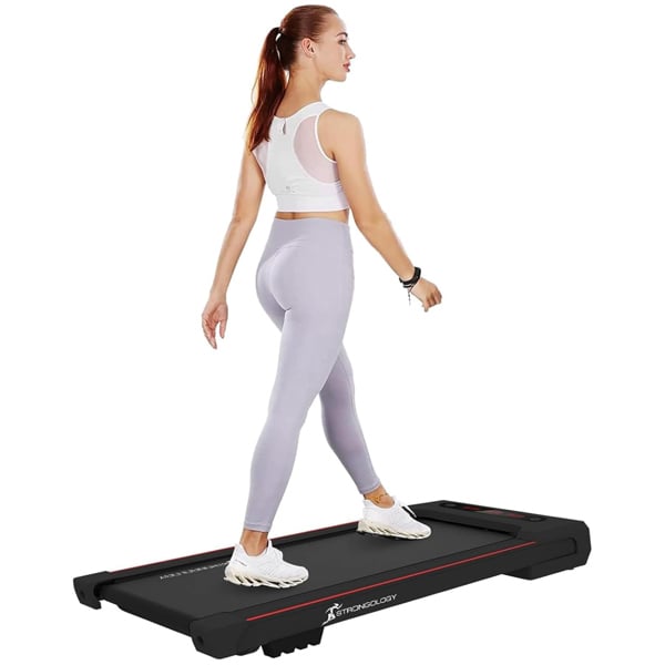 Strongology MOTIONIC BLACK Home and Office Ultra Quiet Adjustable Speed 1-8km/h Slimline 2.5HP Bluetooth Treadmill with LED Display - Fully Assembled