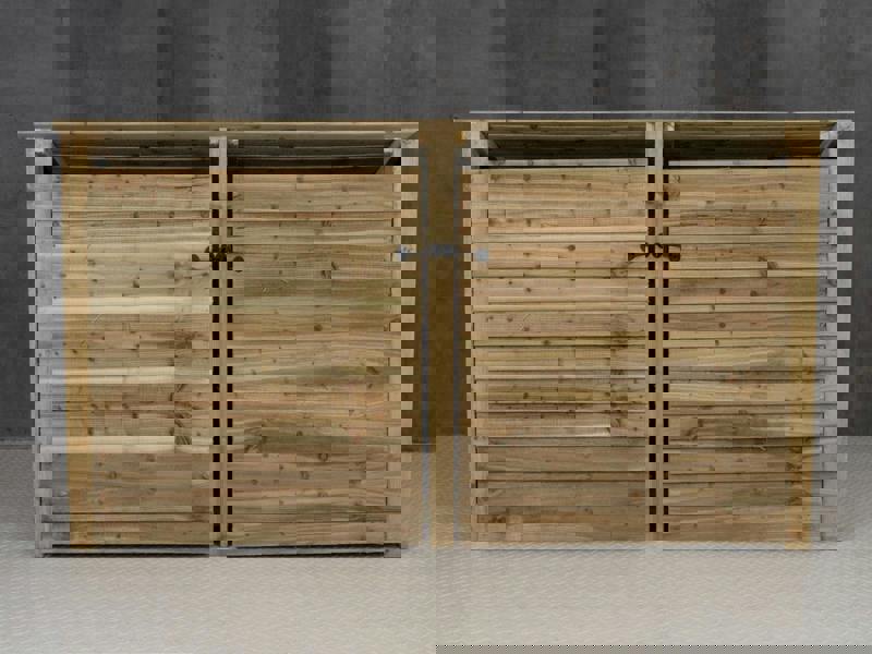 Arbor Garden Solutions Wooden Log Store (Roof Sloping Back) with Doors W-227cm, H-126cm or 180cm, D-88cm