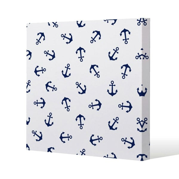 Benjamin Tate Design Navy Anchors on White (Canvas Print)