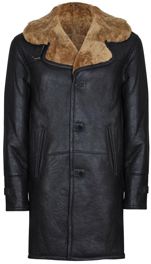 Infinity Leather Mens Warm Shearling Sheepskin Coat-Cologne