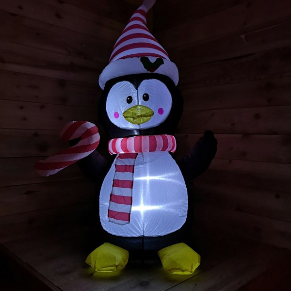 Samuel Alexander 4ft (120cm) LED Christmas Inflatables Outdoor Penguin With Candy Cane Decorations