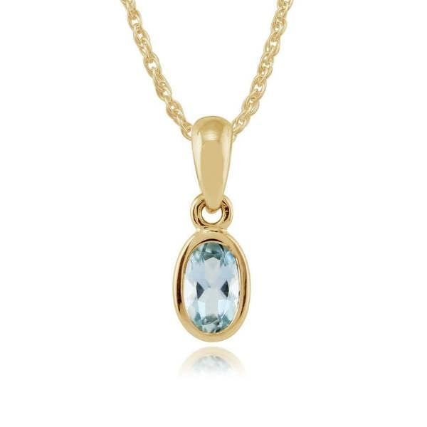 Classic Oval Aquamarine Bezel Stud Earrings & Pendant Set Image 4
